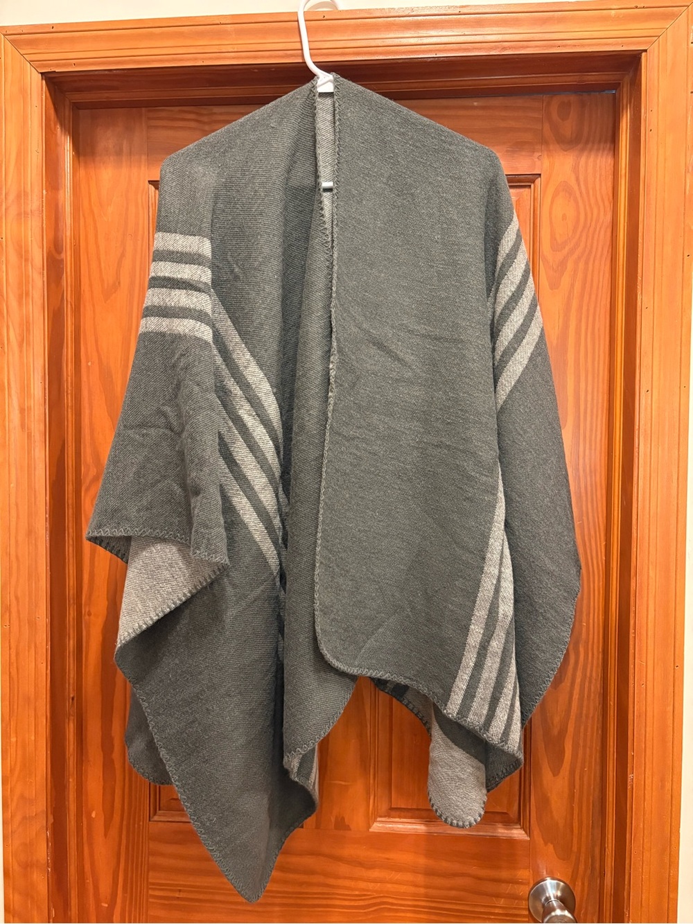 Cozy Gray Striped Women's Wrap Sweater/Blanket Shawl